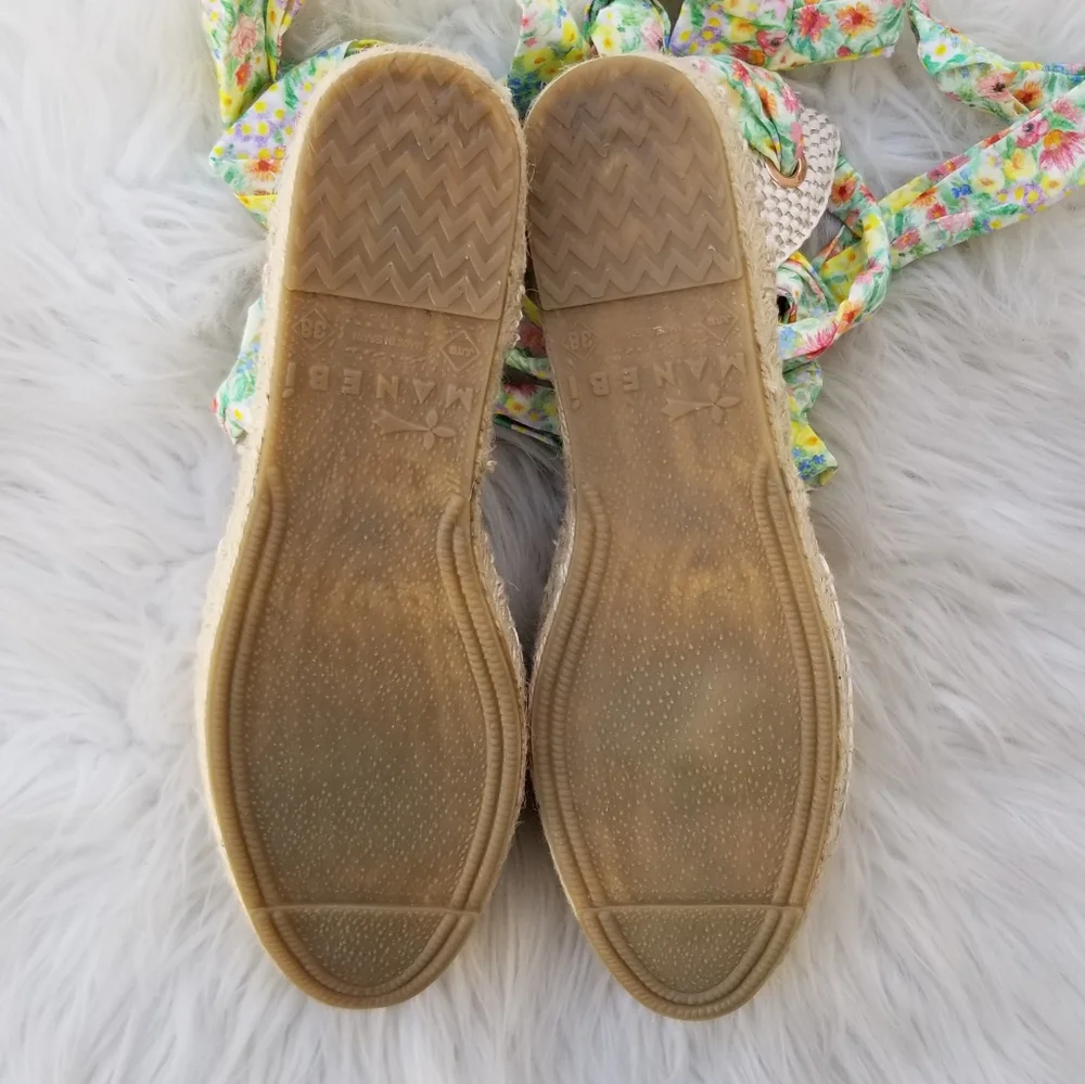 NWT LoveShackFancy Manebi Espadrilles Wrap Sandal Rainbow Skies